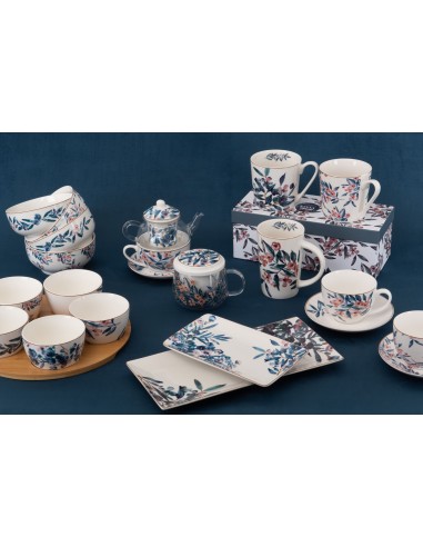 Caja 4 Bol porcelana Flores
