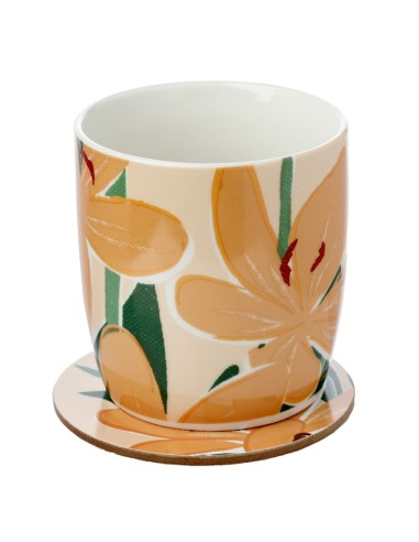 Taza porcelana Y posavasos Jazmín
