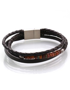 Pulsera de Acero Cuero y...